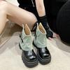 Simple Thick-soled Korean Small Short Boots for Women's 2025 New Summer Models, Sweet and Cool Niche Thick-soled Thin Pants, Boots Fried Street