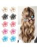 10 шт. Маленькие заколки-крабики для волос для девочек Мини-заколки для волос с цветами и кристаллами Милые металлические заколки для волос Блестящие заколки