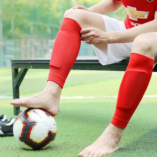 (S-2XL)1 Pair Teen Adult Leg Calf Sleeves Socks Football Shin Guard Soccer Anti-Collision Compression Basketball Leg Warmers 1