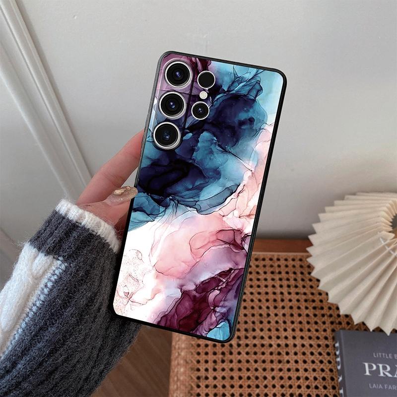 Marble Patterned Soft Black Silicone Phone Case For Samsung Galaxy A55 A54 A35 A34 A15 For Samsung S24 S23 Ultra Camera Shockproof Protective Cover