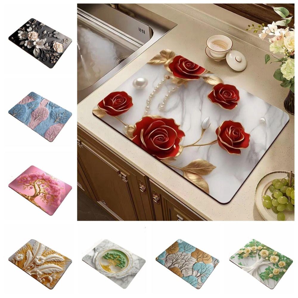 Быстросохнущий коврик для сушки посуды, суперабсорбирующий дренажный коврик, коврик для стола, дренажный коврик для кухни