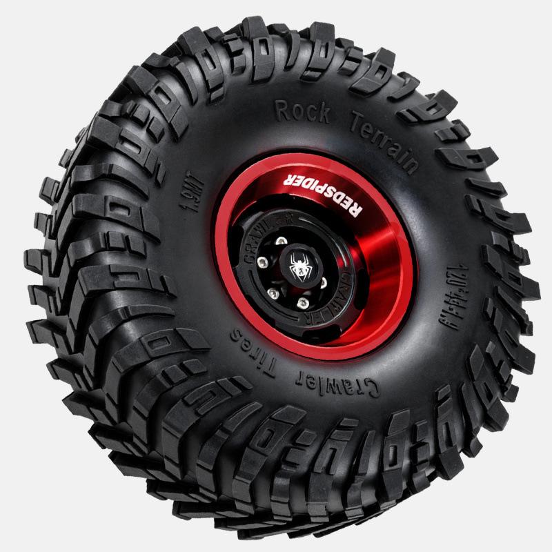 1.9" Off-Road Climbing Tires & Red/Black Wheel Hub for 1/10 RC Cars
