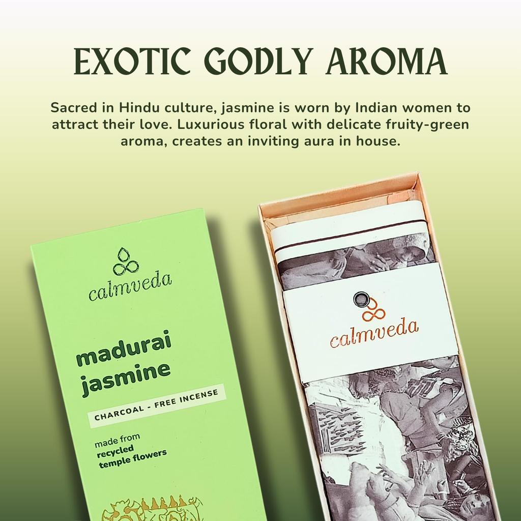 Madurai Jasmine Incense Sticks Exotic - Sensual Aroma 80 Incense Sticks
