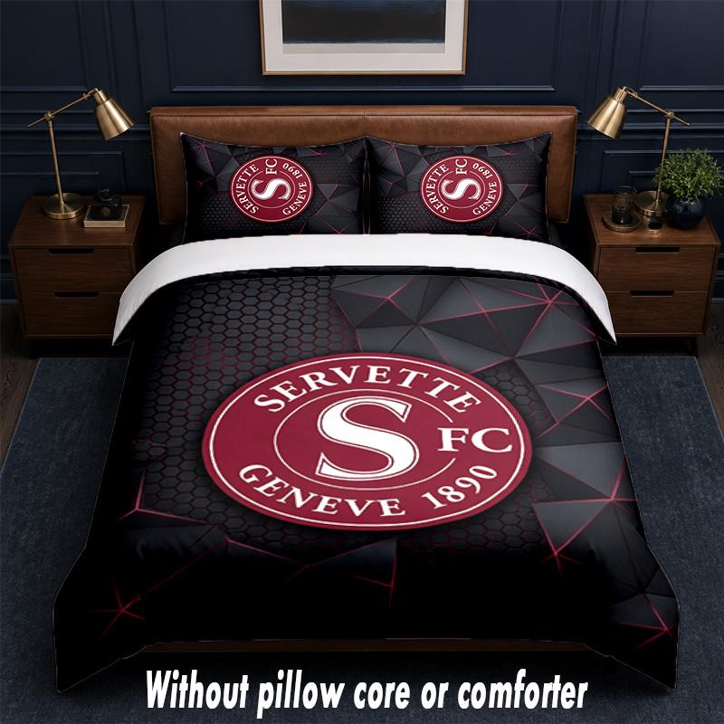 Servette FC Design Bed Bedding Set 1 Duvet Cover + 2 Pillowcases Soft Breathable Household Bed Linens