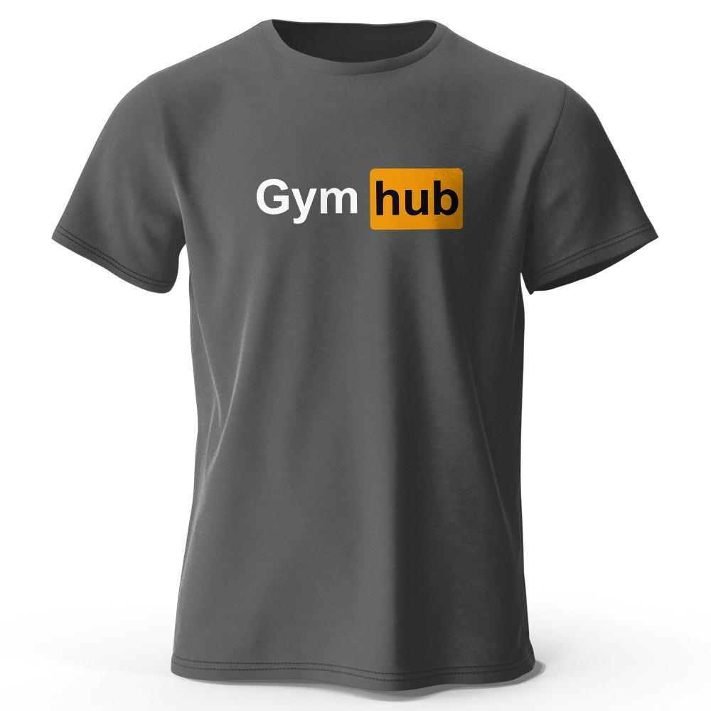 Мужская футболка Gym Hub с принтом 100% хлопок Оверсайз Смешные графические футболки для мужчин Летние топы Компрессионная рубашка