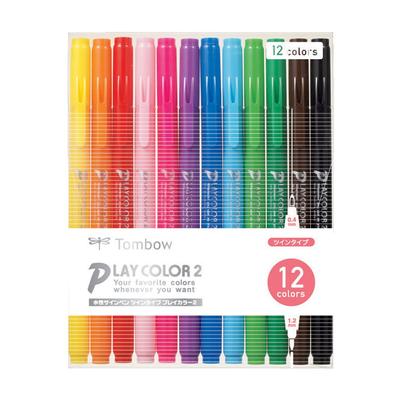 Tombow Sign 12 цветов Толстый Тонкий Двойной Play Color 2 Ручки на водной основе, (Тип 1,2 мм и 0,4 мм), ГЦБ-011