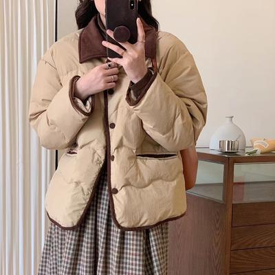 Женский короткий пуховик с лацканами, зима 2025, новый, милый, в корейском стиле сяосянфэн, теплый пуховик из белого утиного пуха, взрыв