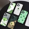 Чехол для телефона с четырехлистником для iPhone 16, 15, 14, 13, 12, 17, Pro Max, Plus, Силиконовый, Черный