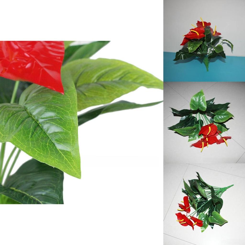 Антуриум Андре Линден Искусственное Зеленое Растение с Шелковыми Цветами для Декора Гостиной и Подарка