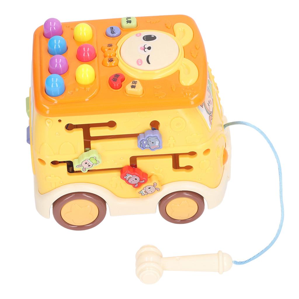 Bus Beat A Mole Toy Educational Sound Light Interactive Musical Learning Activity Cube Bus Toy for