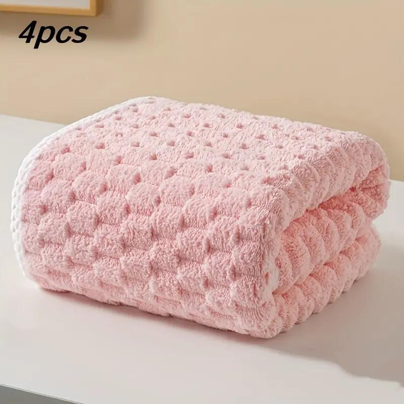 1/4PCS Adult Super Absorbent Ultra-fine Fiber Towel, Quick Drying Texture Towel, Soft Home Thickened Coral Velvet Bath Towel