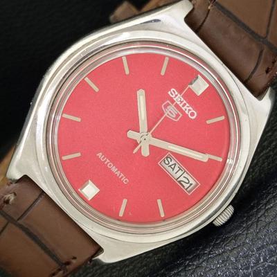 ВИНТАЖНЫЕ МУЖСКИЕ ЧАСЫ SEIKO 5 AUTOMATIC 6309A ЯПОНИЯ С КРАСНЫМ ЦИФЕРБЛАТОМ a500826-5