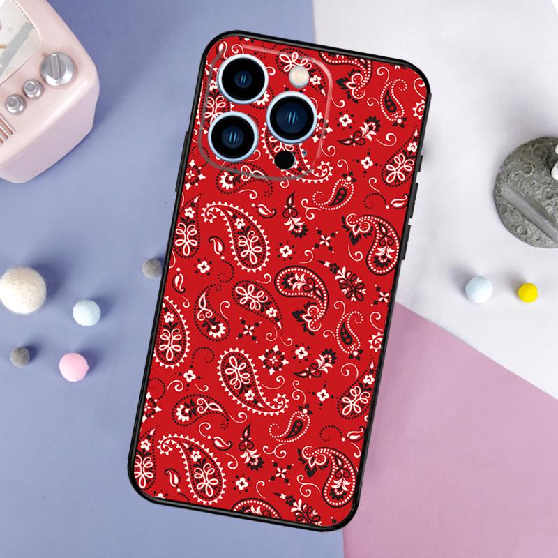 Красная бандана с узором пейсли Чехол для телефона для iPhone 17 Pro Max 16 15 13 12 11 14 Pro Max Plus Mini 16e 17 Air Задняя крышка