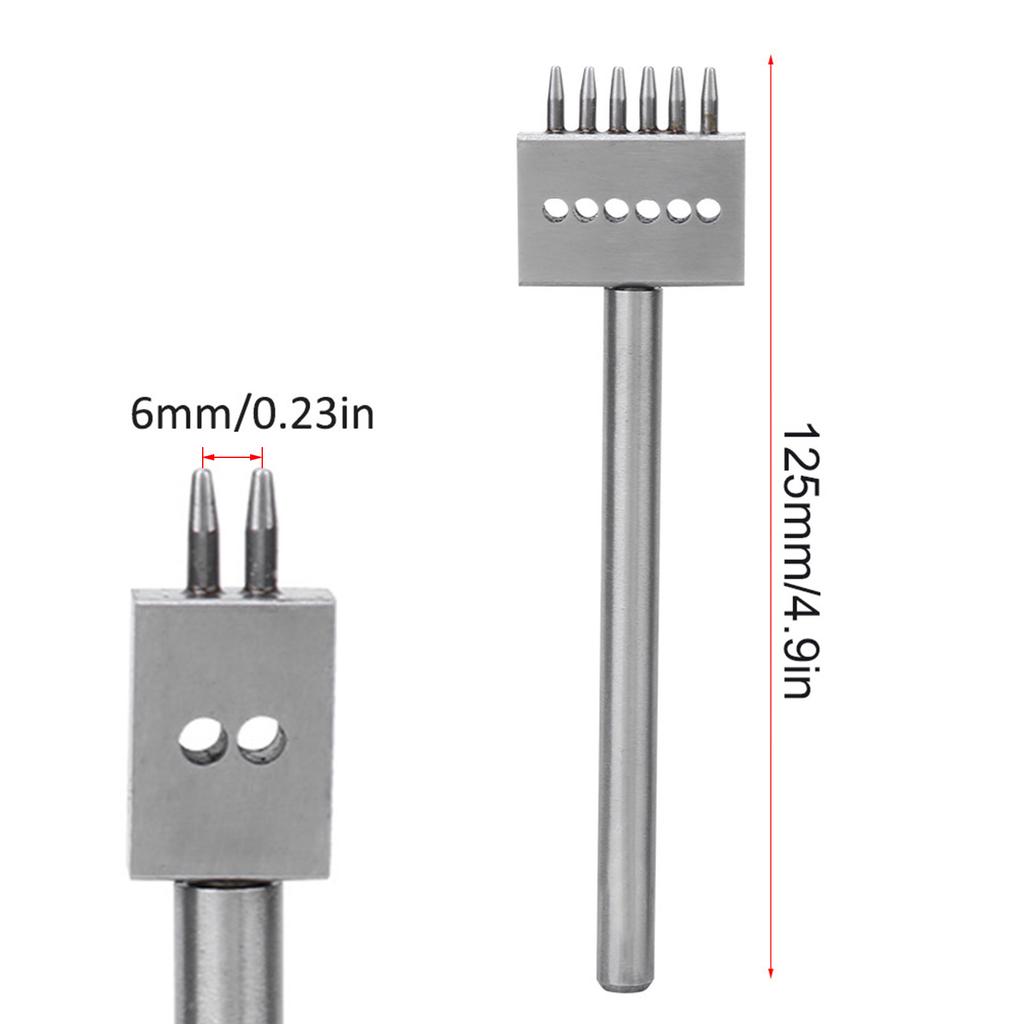 3 шт. Пробойник с зубцами Серебристый Инструментальная сталь 2 4 6 зубцов Сделай сам Ручная работа Кожаный пробойник для отверстий(6мм )