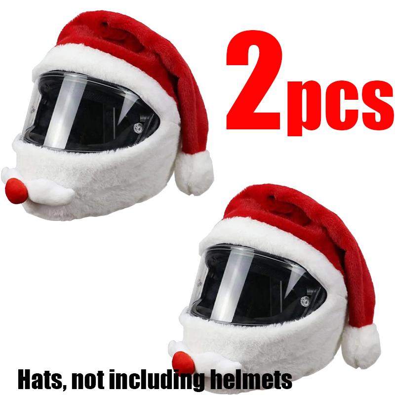 1-3Pc Plush Santa Motorcycle Helmet Cover Decoration for Christmas Cycling Full Face Hat Santa Claus Christmas Gift Helmet Cover