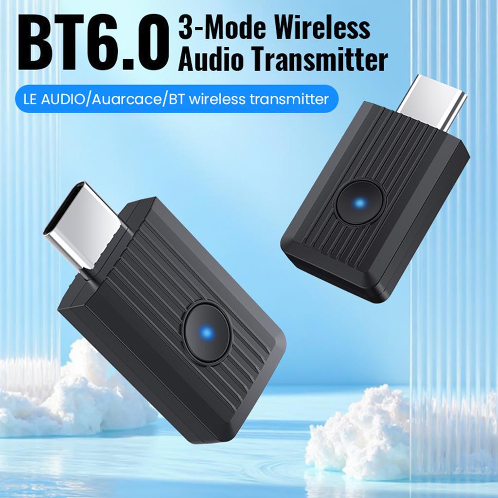 Type-C BT 6.0 Передатчик Донгл LE Audio Auracast AptX HD Adaptive Низкая Задержка для ПК Ноутбука ТВ Игровой Консоли 6