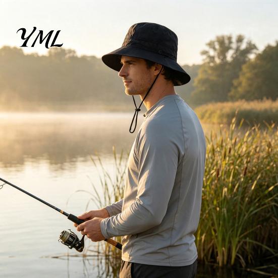Unisex Hiking Bucket Hat Foldable Hat, with Adjustable Drawstring, Windproof Quick-dry Cotton Travel Friendly Sun Polyester Beach Wide Brim Protection