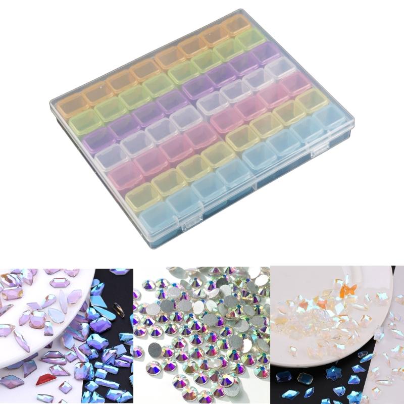 56 Grids Jewelry Box DIY  Drill Box Nail Art Organizer for Rhinestone Bead Storage for Case for Rings Ea