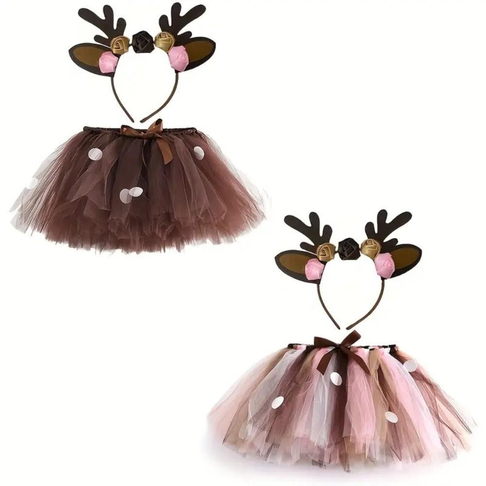 Christmas Costume Reindeer Tulle Skirt Fluffy Tutu Dress Cute Girl Tutu Skirt Children
