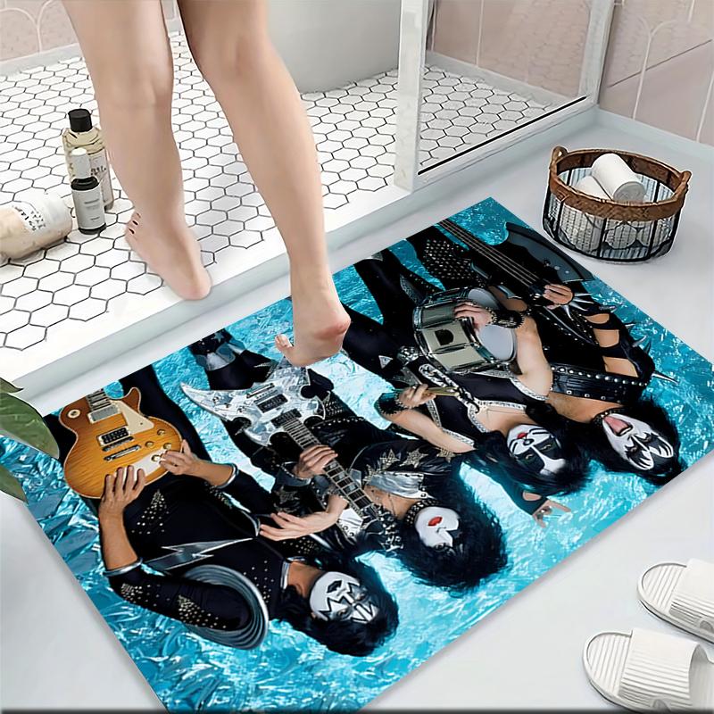 Kiss Band Pool Party Carpet Rug Soft Washable Anti Slip Home Living Room Sofa Mats Personalized Christmas Rug