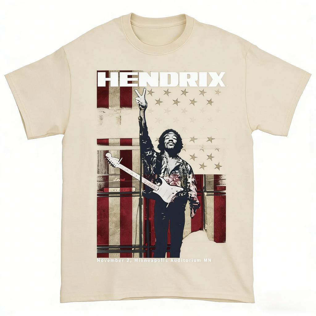singer Jimi Hendrix 100Cotton Unisex Tshirt Minneapolis Auditorium album Graphic Women unisex oversized hip hop Y2k fashion shirt