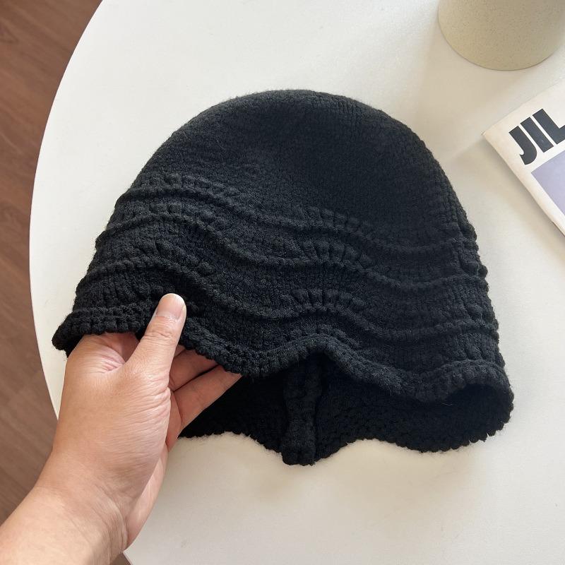 Women S Simple Solid Color Knitted Bucket Hat Accessory