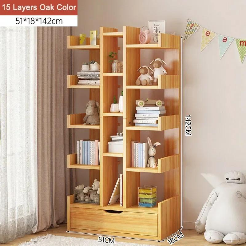 Floor Standing Living Room Bookshelf Multi-storey Library Shelf Open Ended Display Cabinet Small Footprint Simple Storage Rack