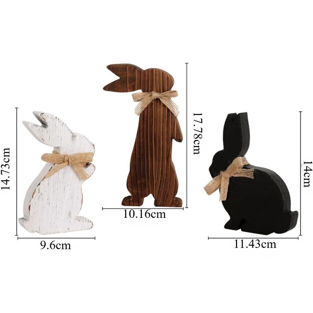 3 Pcs Easter Bunny Easter Decorations Rustic Wooden Table Centerpiece Signs Farmhouse Wood Bunny Tiered Tray Decor for Table Vintage Easter Gifts