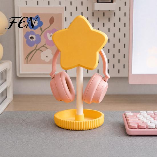 Подставка для наушников в форме звезды, милая, с лотком для хранения, 3D-печатная вешалка для гарнитуры из ПЛА и настольный держатель с USB-органайзером, цвет макарон, игровой офисный декор,