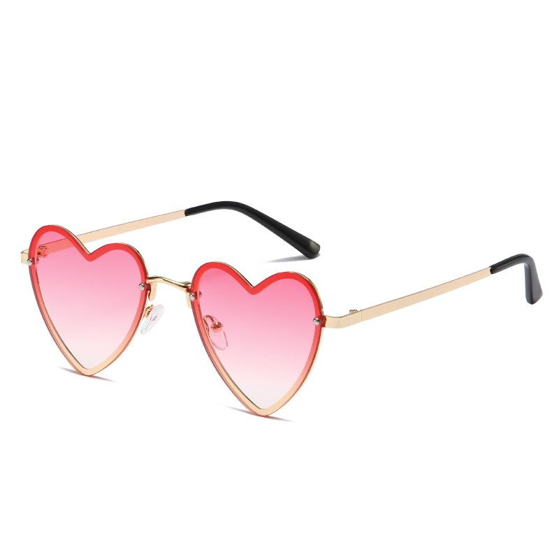 Internet celebrity peach heart decorative sunglasses women's new metal personality trendy glasses fashion wear heart sunglasses