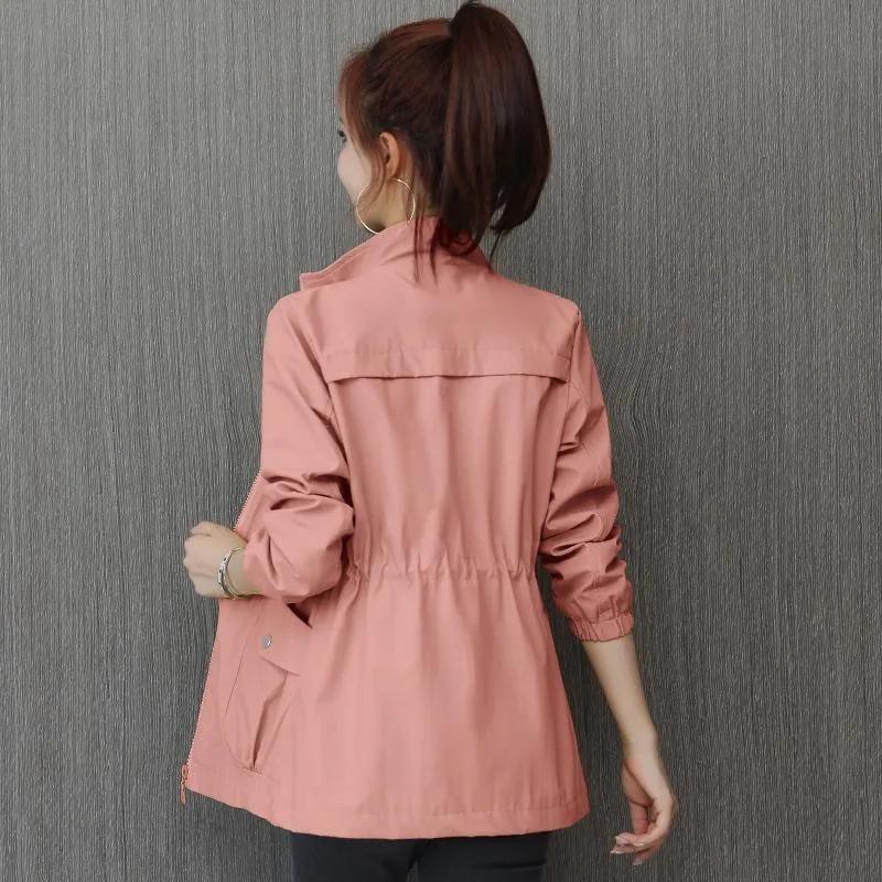 Double Layer Women Windbreaker 2024 New Spring Autumn Short Coat Fashion3XL Stand-up Collar Ladies Jacket Lining