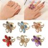 Women Girl Shine Exaggerated Fairy Ring Rhinestone Flower Open Adjustable Big Flower Crystal Ring