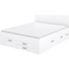 Contemporary Adult Bed 160x200 Cm - 4 Drawers - 2 Bedside Tables with Niche - Matt White Decor - UDINE
