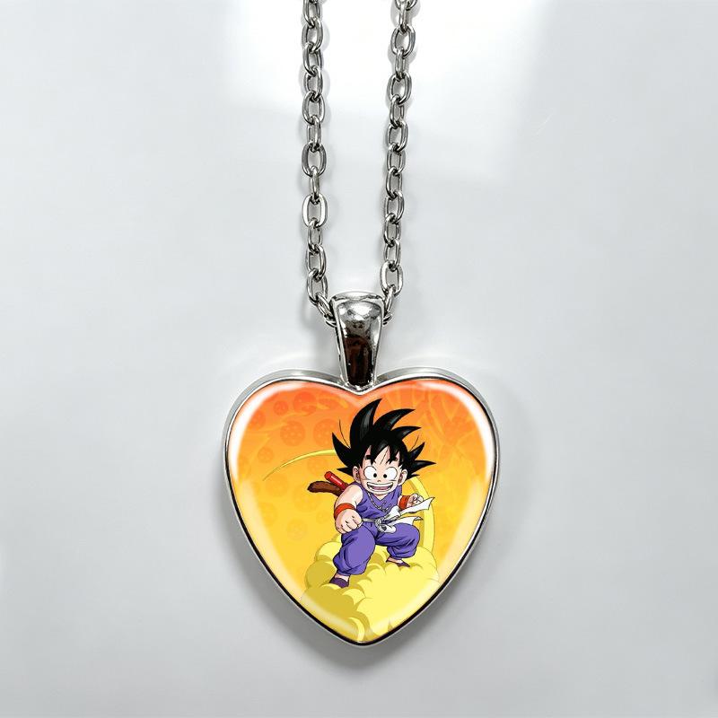 1Pc Dragon Ball Z Goku Time Gem Necklace, Anime Character Heart Pendant Fan Collection
