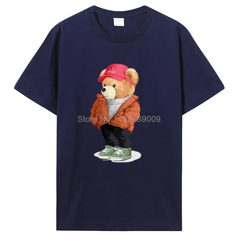 Уличная мода, одежда плюшевого мишки, унисекс, летние брендовые футболки, топы с короткими рукавами, ретро футболка унисекс, хлопковая футболка, уличная одежда Harajuku