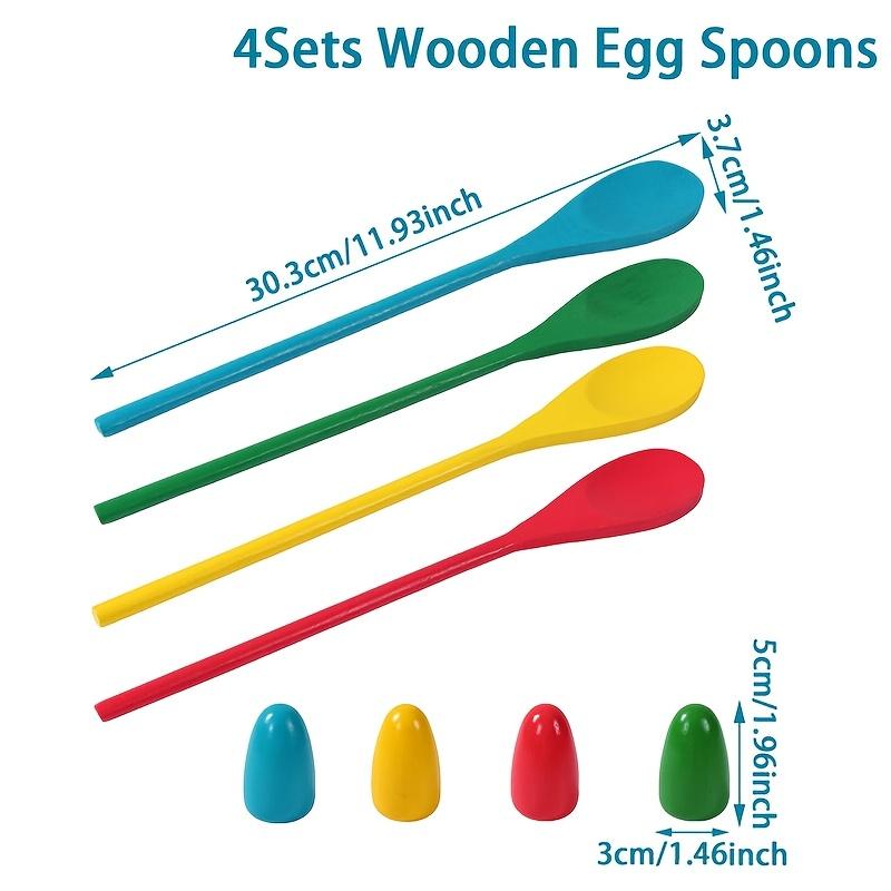 Набор для игры «Бег с яйцом на ложке» 4 набора деревянных балансирующих ложек для украшения вечеринки, игр на свежем воздухе и подарков для вечеринки, товары для вечеринки