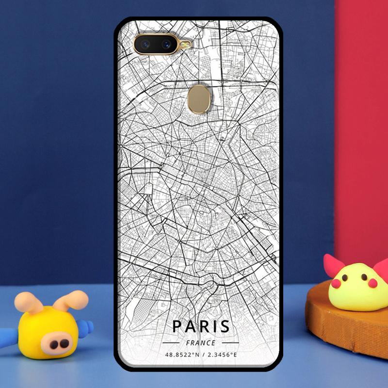 Лондонская сельская эскизная городская карта Чехол для Oppo A16 A76 A96 A58 A78 A98 A5 A9 A91 A15 A17 A77 A52 A72 A74 A94 A54S A57S