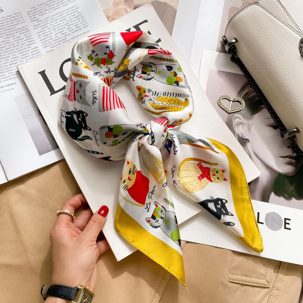 Spring And Summer Satin Long Scarf For Women Sunscreen Shawl Fashionable Beauty Scene Satin Long Scarf Versatile Travel Scarf