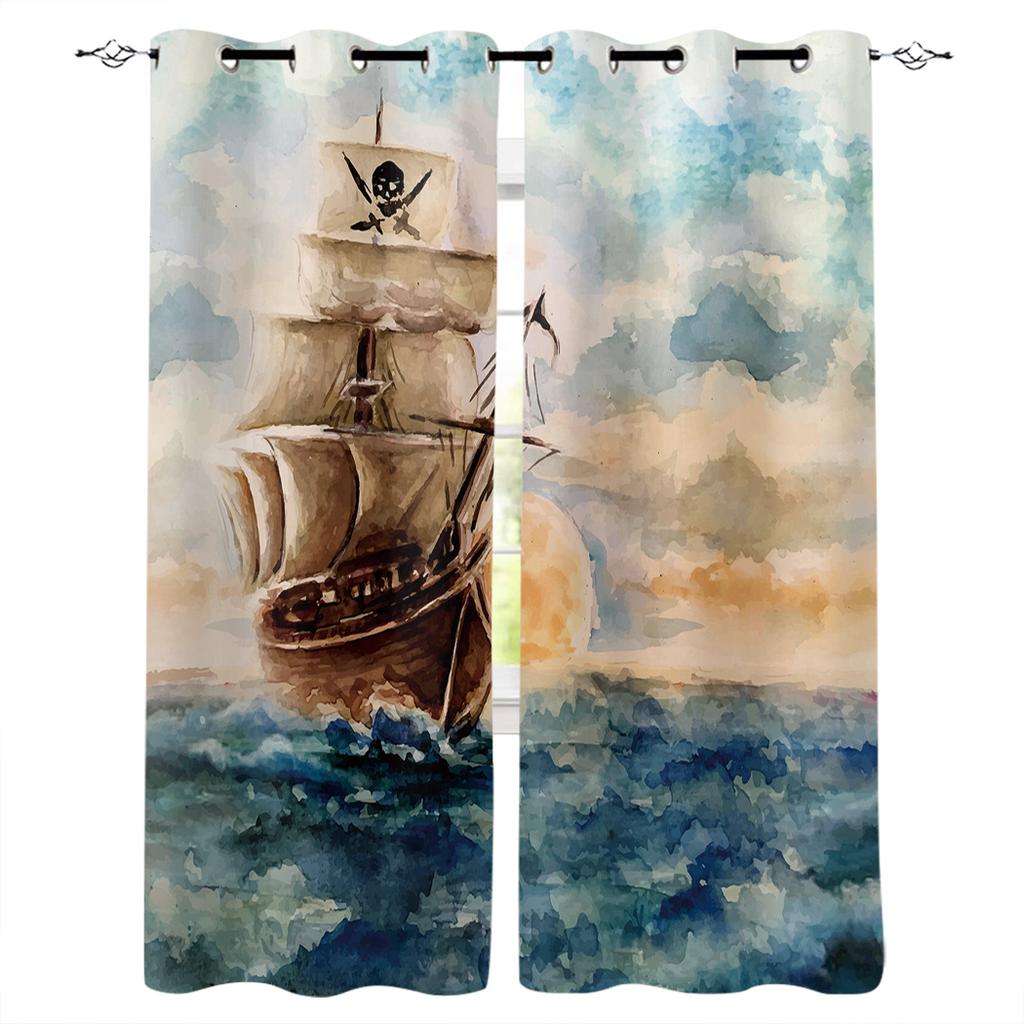 Пиратский корабль, оконные шторы для гостиной, декоративные предметы, товары для дома для гостиной