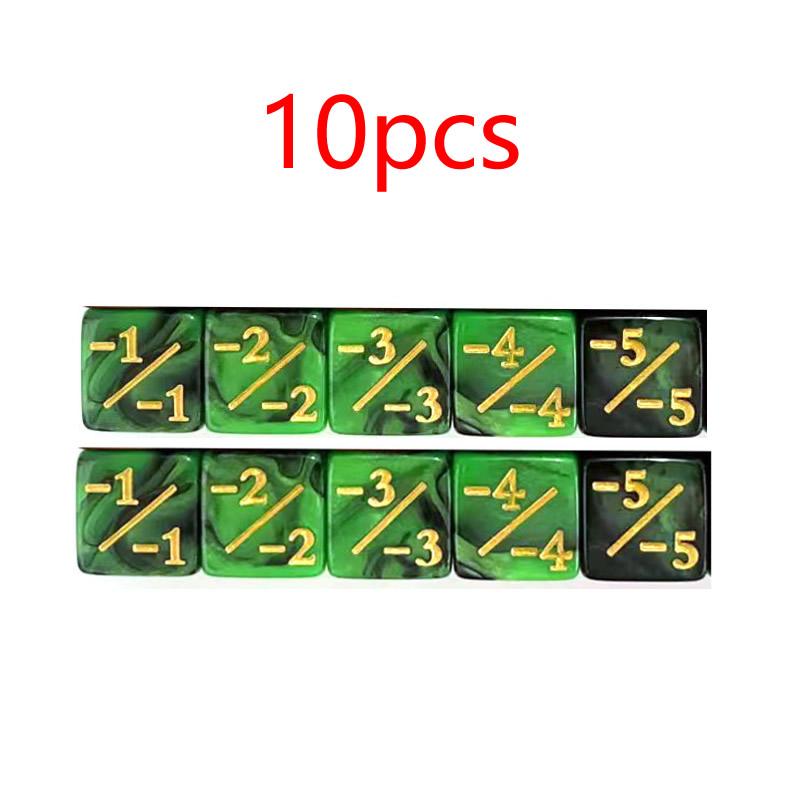 10Pcs 16mm 6 Side Dice Counters +1/1 Counting Dice And Dual Color Positive And Negative Compatible With Card Game Accessories
