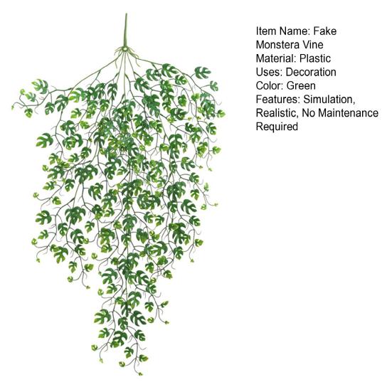 Имитация 5-вилочной лозы Монстера, реалистичный внутренний потолок, не требующий обслуживания, цветочная лоза для круглогодичного украшения