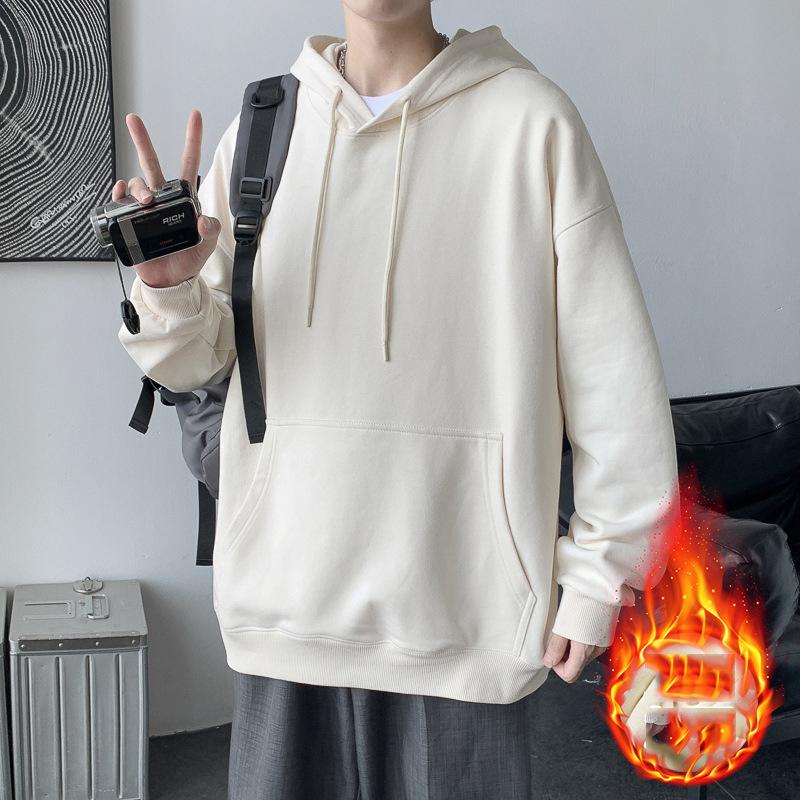 Весна Осень Повседневная толстовка с капюшоном Удобная толстовка с капюшоном Мужская свободная толстовка с однотонным пуловером Молодежная спортивная толстовка