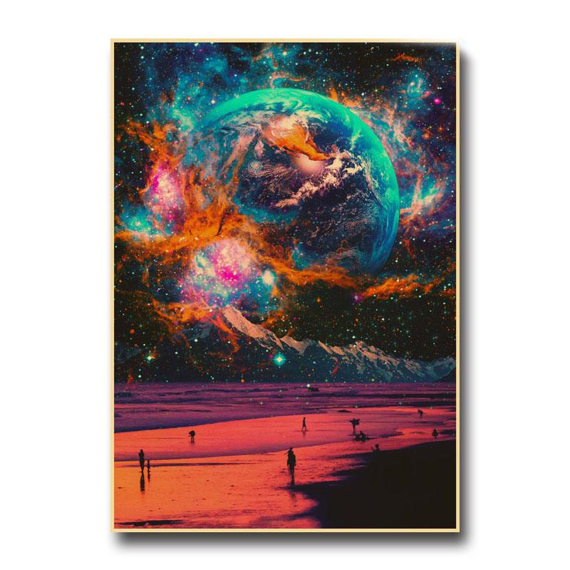 Vintage Astronaut Space Dreaming Poster Fantasy Flower NIght Wall Art Home Decoration Kawaii Room Decor Quality Canvas Posters