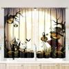 2 Pieces of Halloween Demon Pumpkin Castle Moonlight Printing Curtain - Polyester Material - Suitable for Bedroom Living Room St