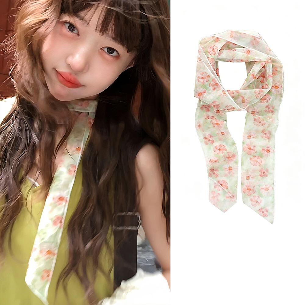 Long Striped Checkered Silk Scarf for Women lattice Women Summer Scarf New Neck Scarf