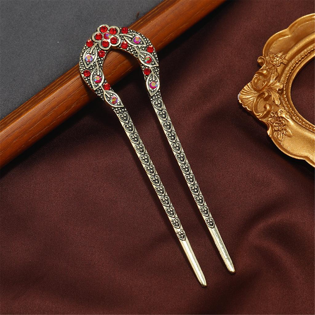 Elegant Leaf Hair Stick with Crystal Filigree Buyao for Women Girl Buyao for Traditional Headpieces Hair Jewelry