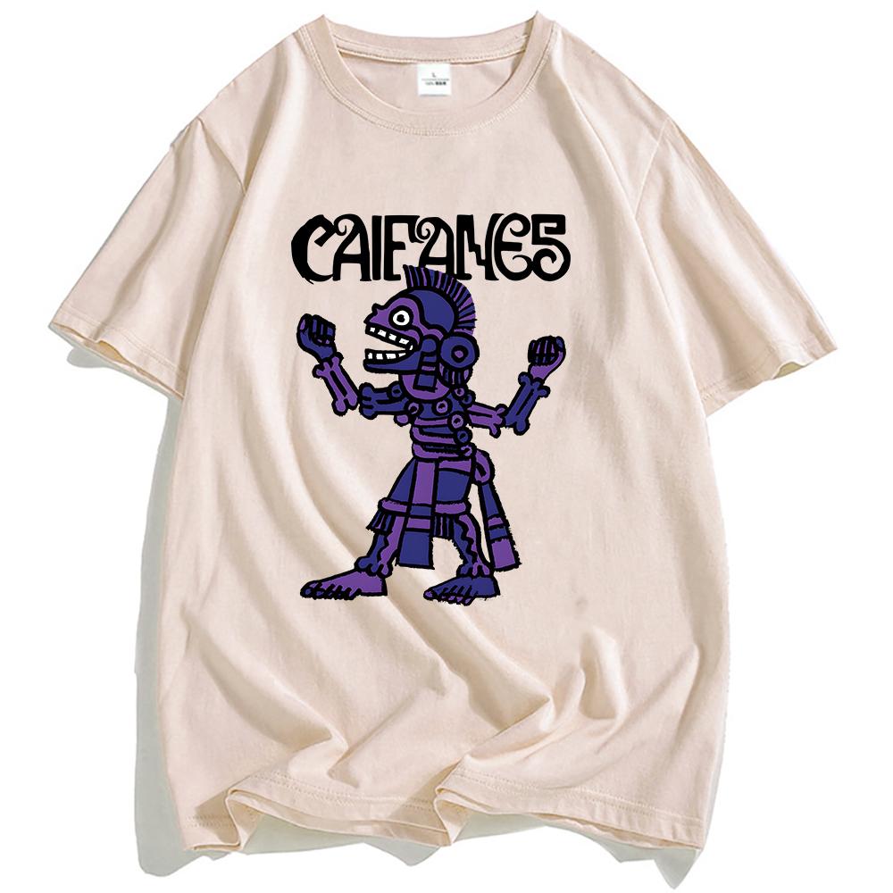 Футболка Rock Band CAIFANES Хлопковая с коротким рукавом Повседневная футболка Гранж Унисекс Уличная одежда Хип-хоп Мода Мужская Женская Футболка