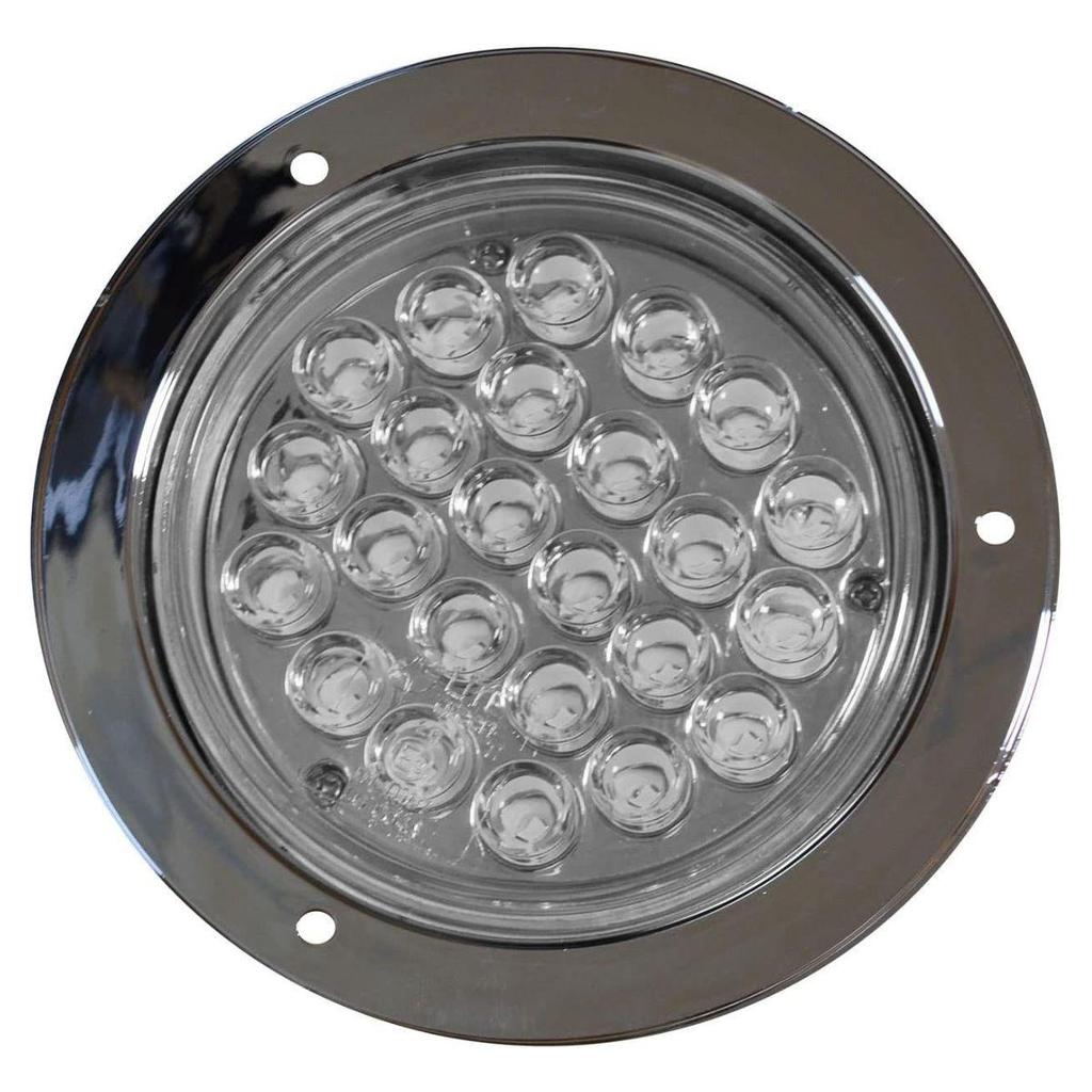 APSMOTIV Red/White/Amber 4" Round LED Trailer Tail Light White Bezels Turn Tail Brake Signal/Reverse Backup/Marker Lights Trucks Trailer RV 12V