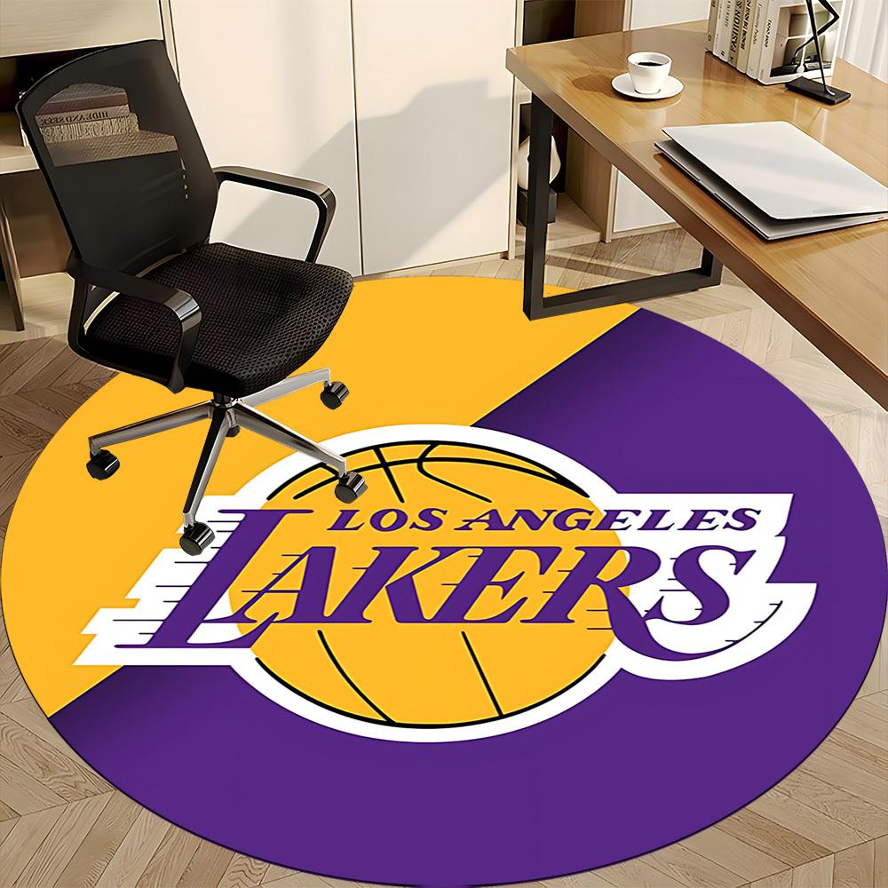 1 шт. Круглый ковер для офиса с изображением Баскетбольной команды Lakers, Внутренний коврик, Подходящий для офиса, спальни, гостиной, Домашний декор, Декор комнаты, Offic a0926217