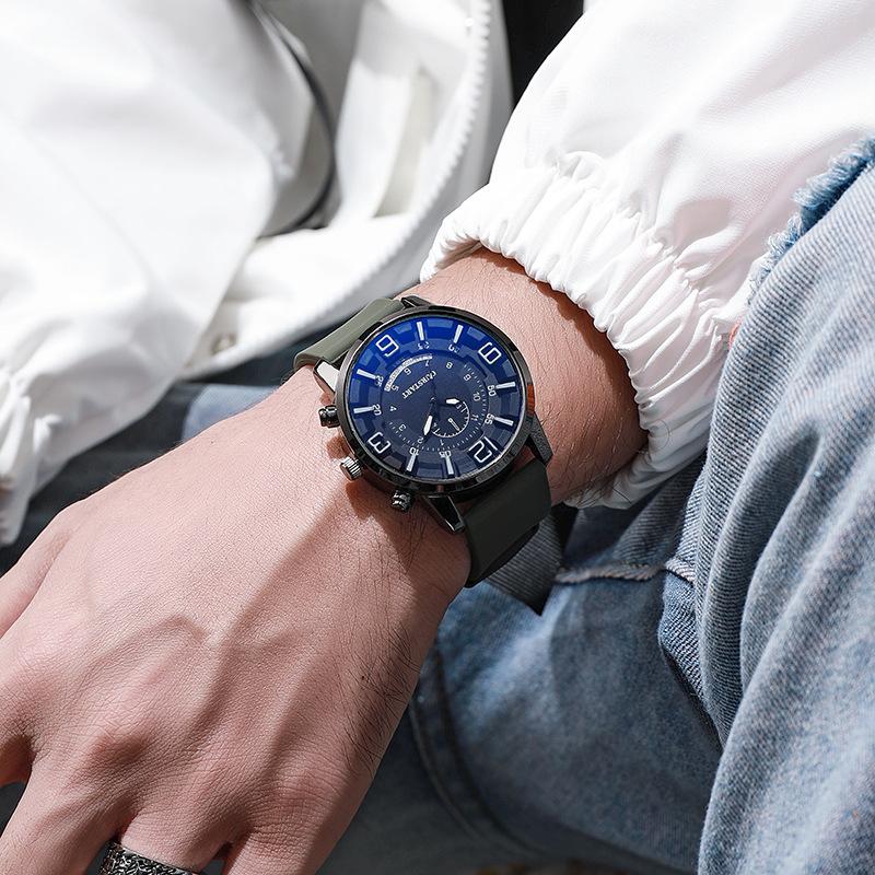 Men's Watch Casual Blu-ray Large Dial Silicone Quartz Watch